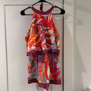 Flying Tomato Coral Tropical Print Romper